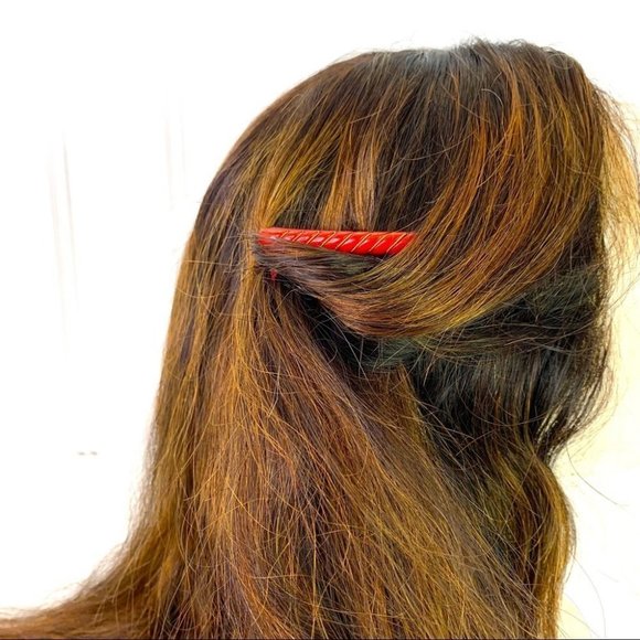 Vintage Accessories - Vintage Hair Comb Plastic Side Comb Teeth Hair Accessory Women  Girl Red Clear